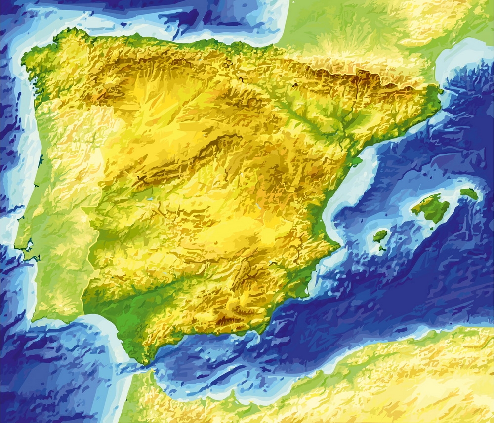Spain Topo Map 01 Printable Vector Fully Editable Corel Draw Royalty Free