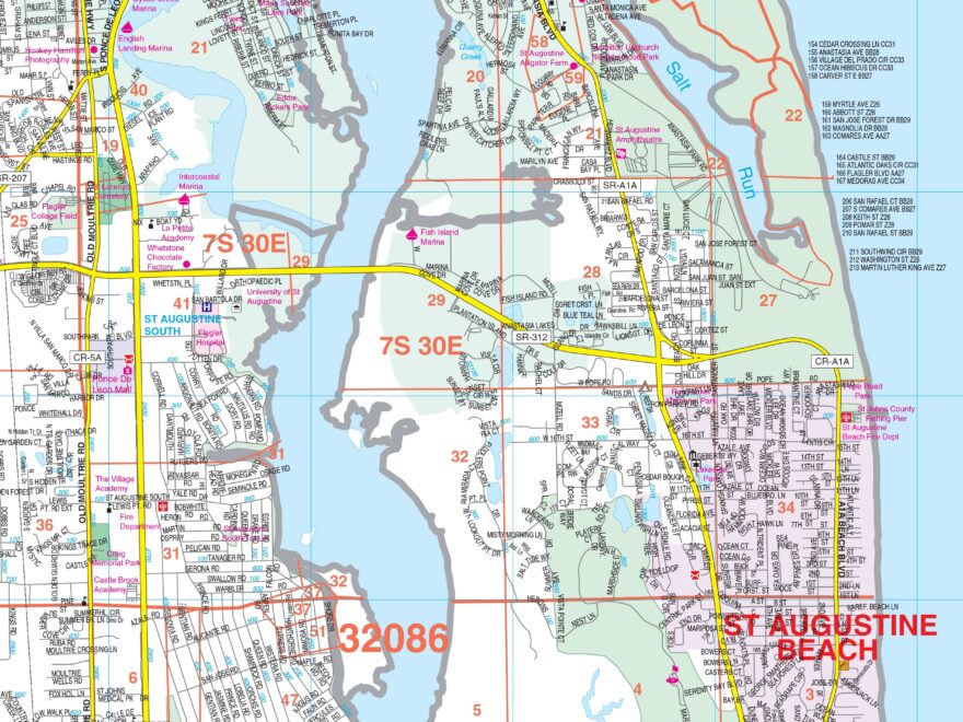 St Augustine FL Wall Map By Kappa The Map Shop