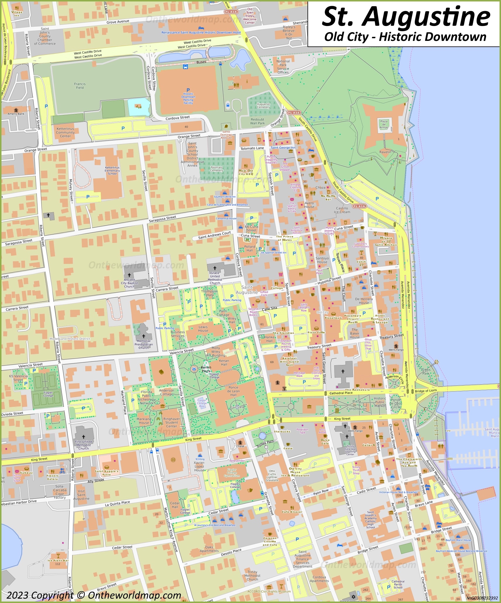 St Augustine Florida Printable Map Tourism