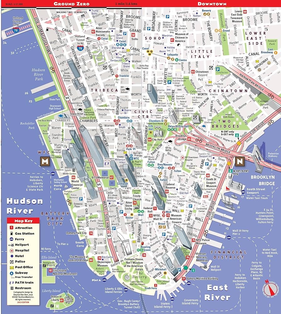 StreetSmart NYC Map Downtown Edition By VanDam Laminated Pocket City Street Map Of Manhattan W All Attractions Museums Sights Hotels Theaters 2025 Edition Stephan Van Dam Stephan Van Dam Stephan Van