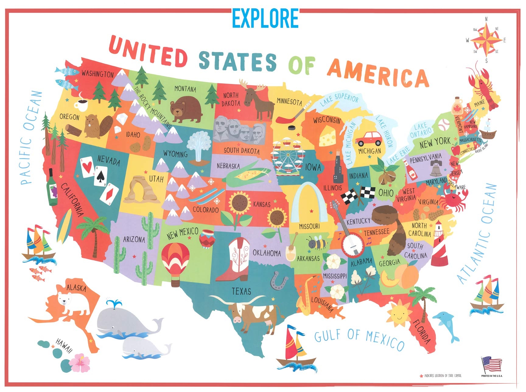 Printable Us Map For Children Printable Us Map For Children