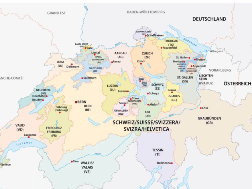 Switzerland Free Printable Map