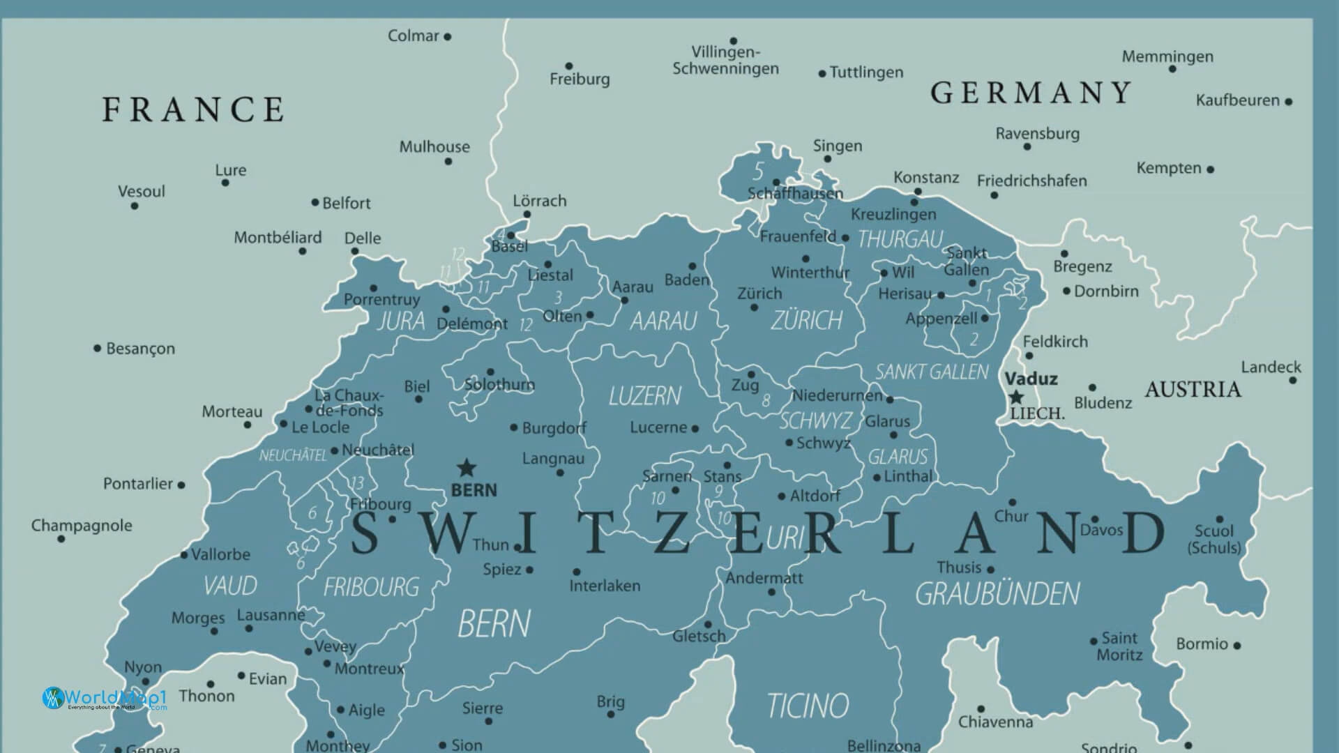 Printable Road Map Of Switzerland In English