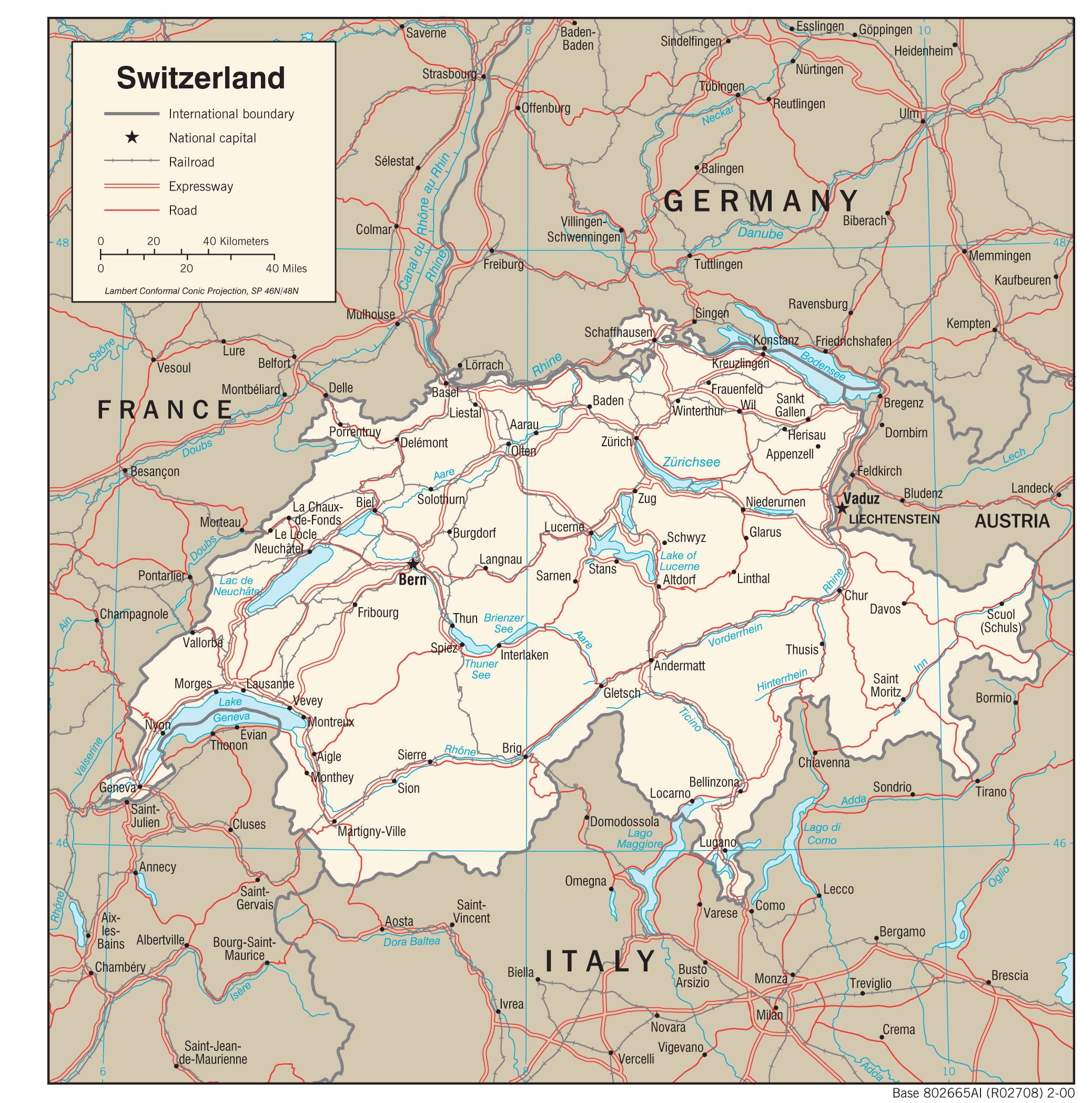 1 Printable Map Of Switzerland