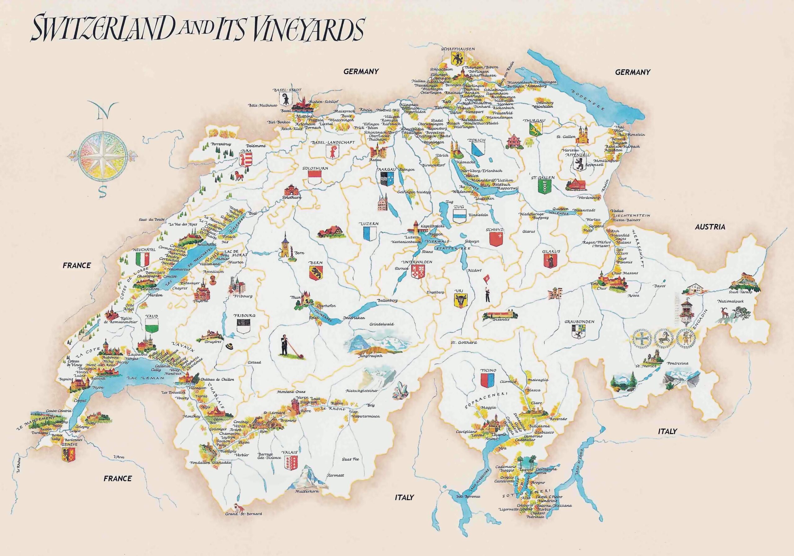 Switzerland Tourist Map Tourist Attractions In Switzerland Map Western Europe Europe 