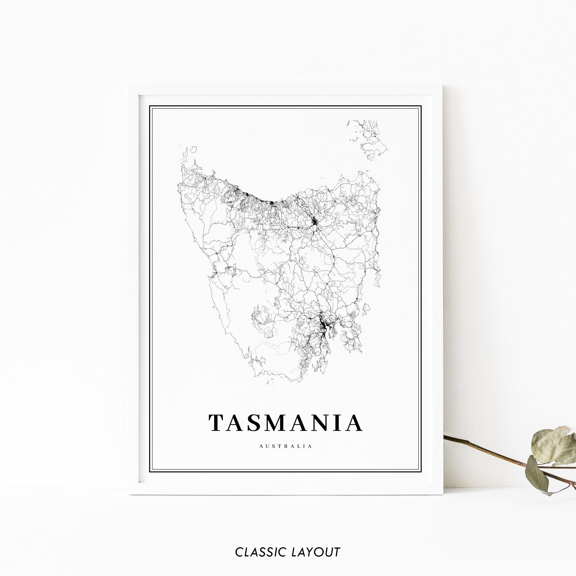 Tasmania Australia Map Print Road Map Art Poster TAS Tassie Hobart Map Art Nursery Room Wall Office Decor Printable Map Etsy