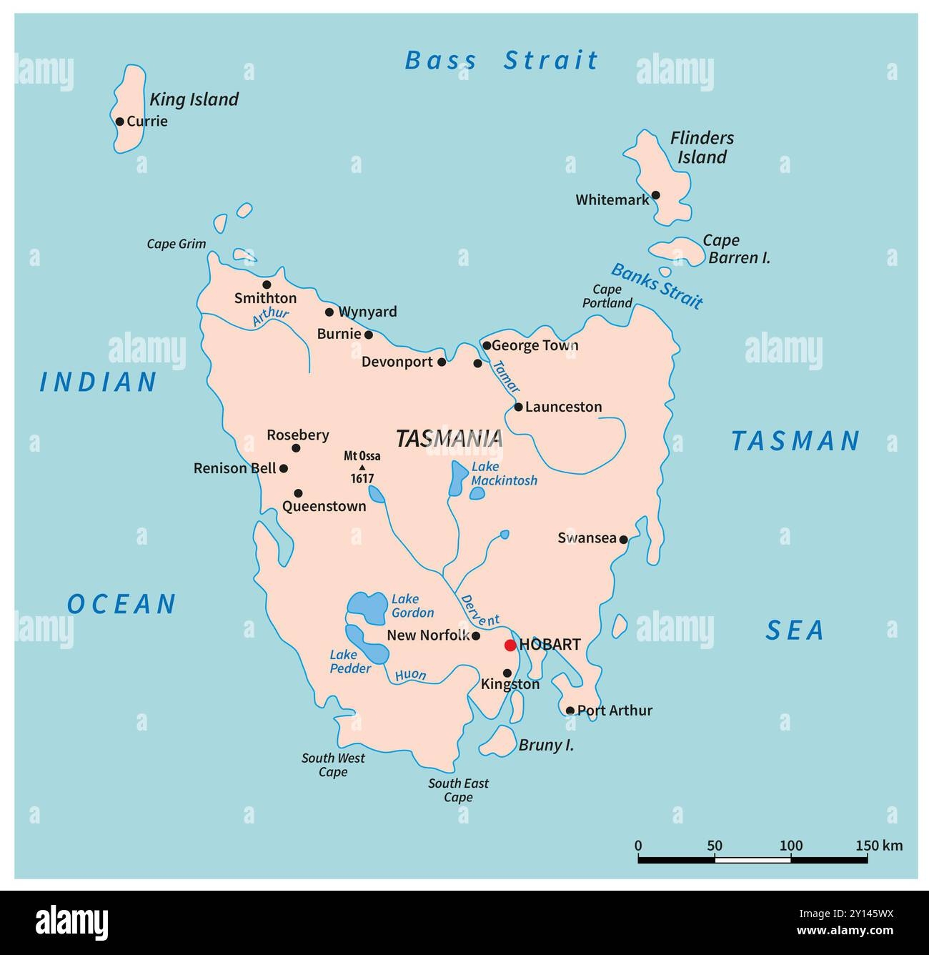 Printable Map Of Tasmania Showing Towns