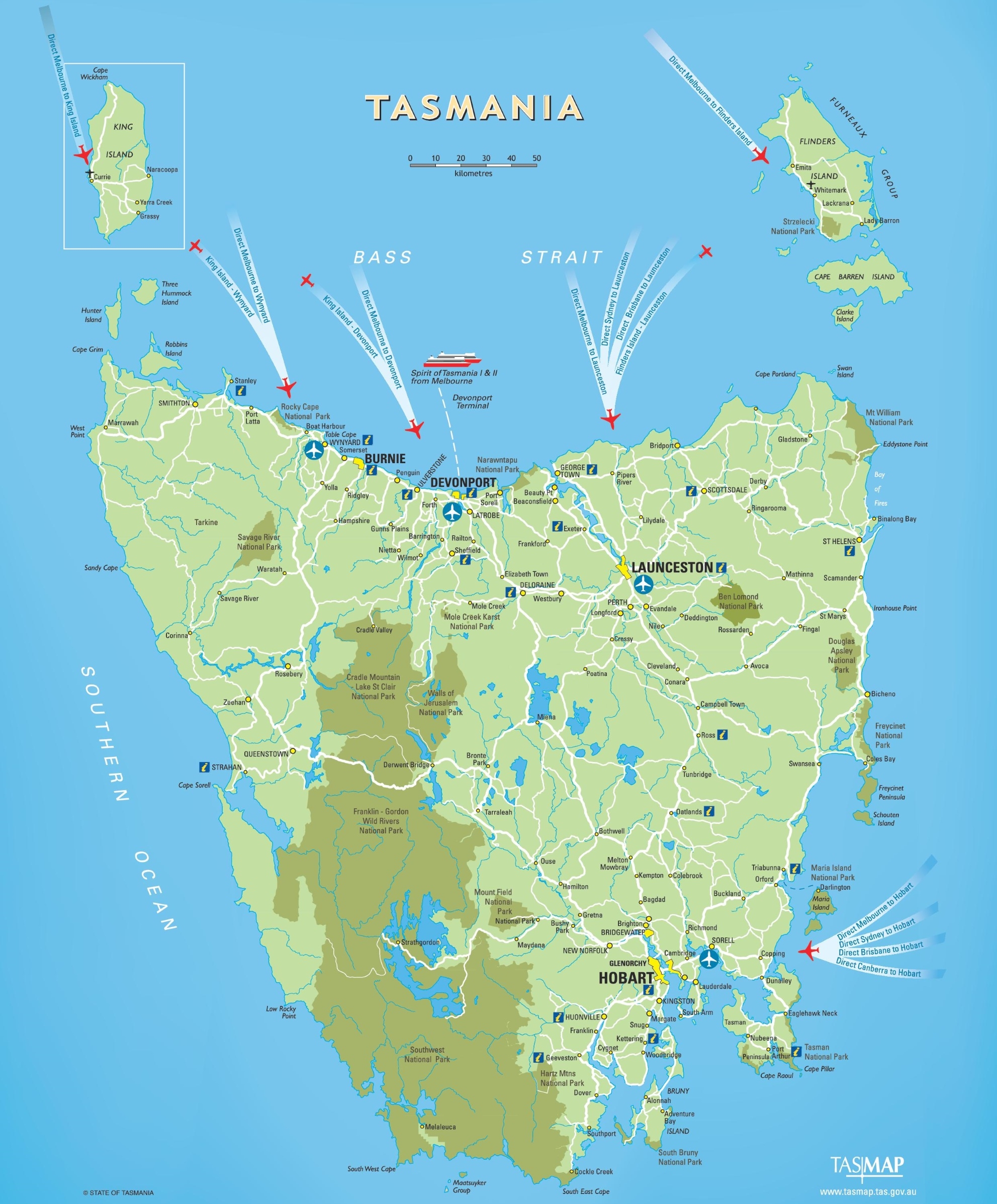 Tasmania Travel Map Ontheworldmap