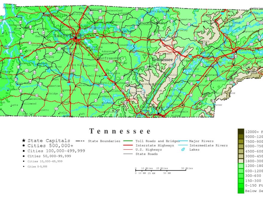 Tennessee Contour Map
