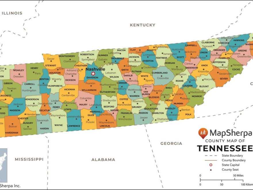 Tennessee Counties Map Extra Large Map Stanfords