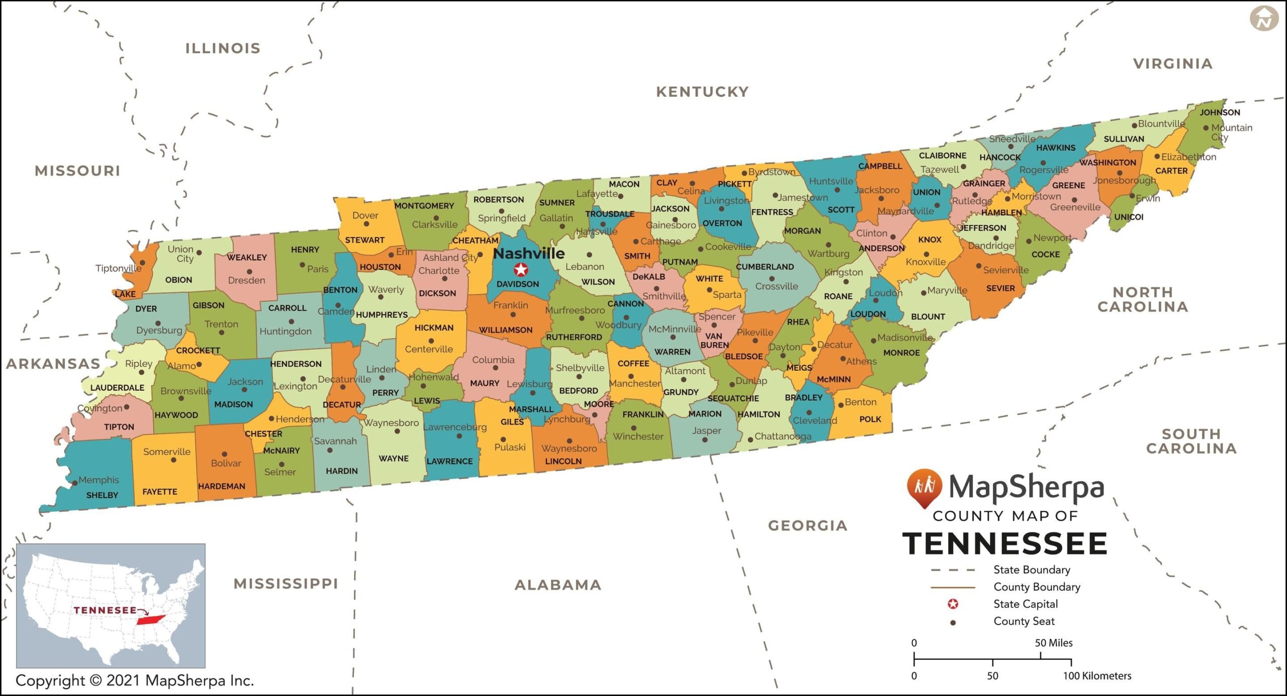 Tennessee Counties Map Extra Large Map Stanfords