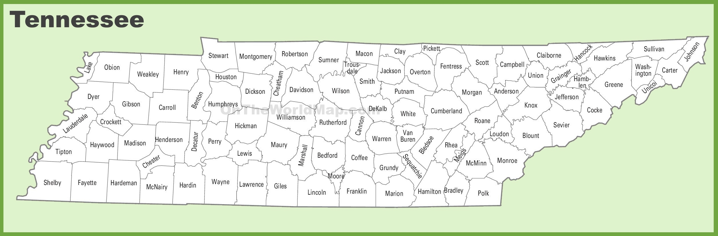 Large Printable Map Of Tennessee