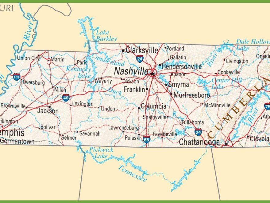 Tennessee Highway Map Ontheworldmap