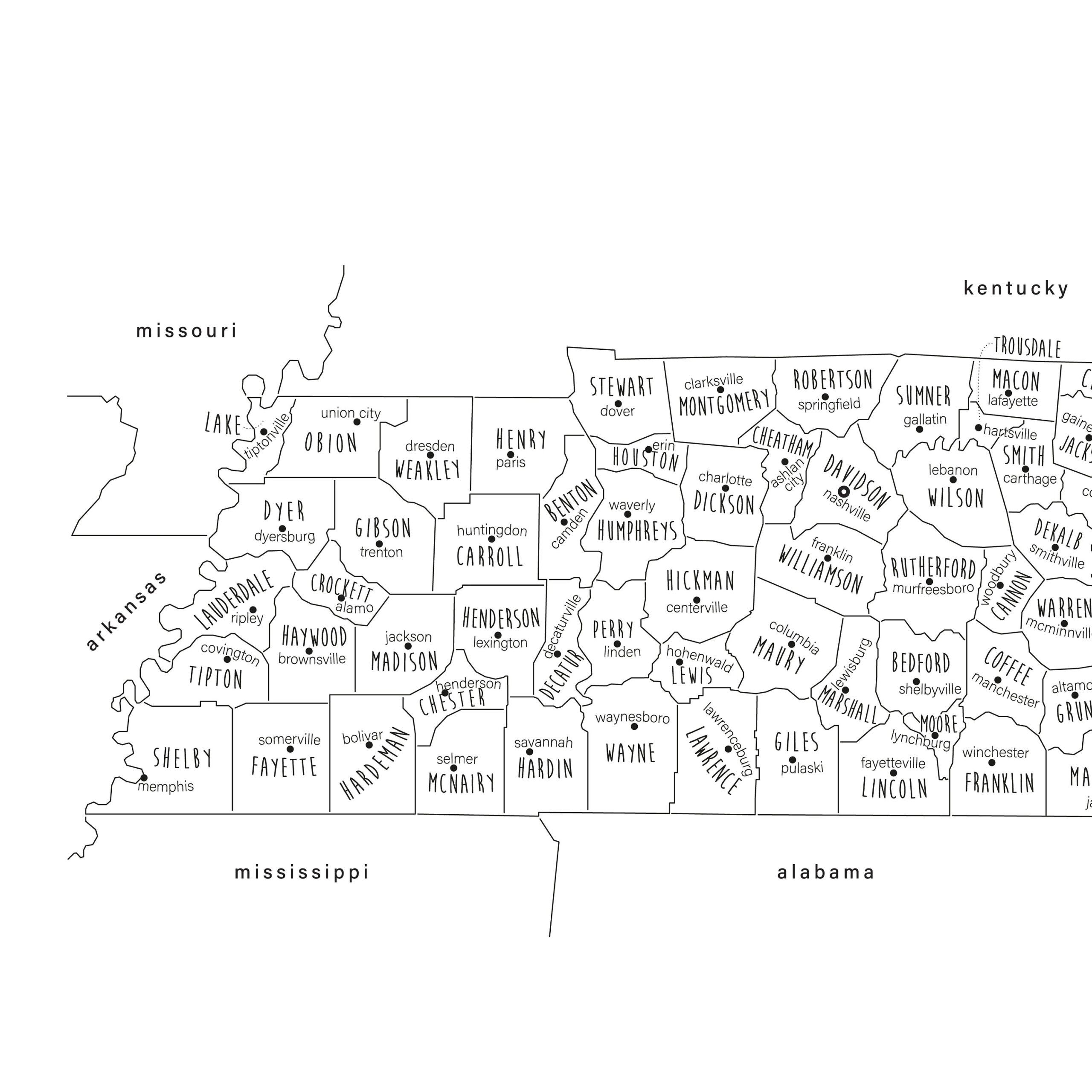 Map Of Tennessee Counties Printable Map Of Tennessee Counties Printable