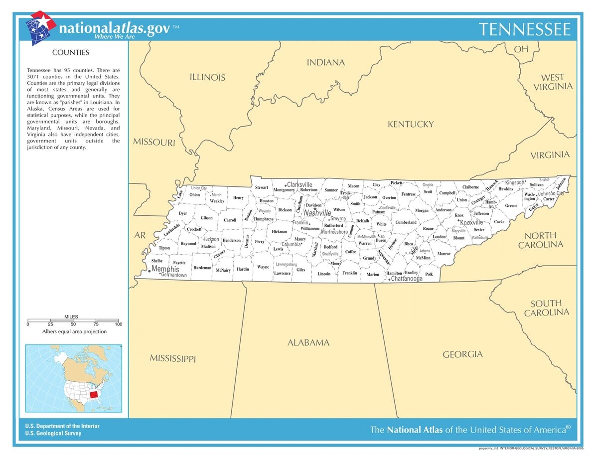 Tennessee Map With Cities Printable Map