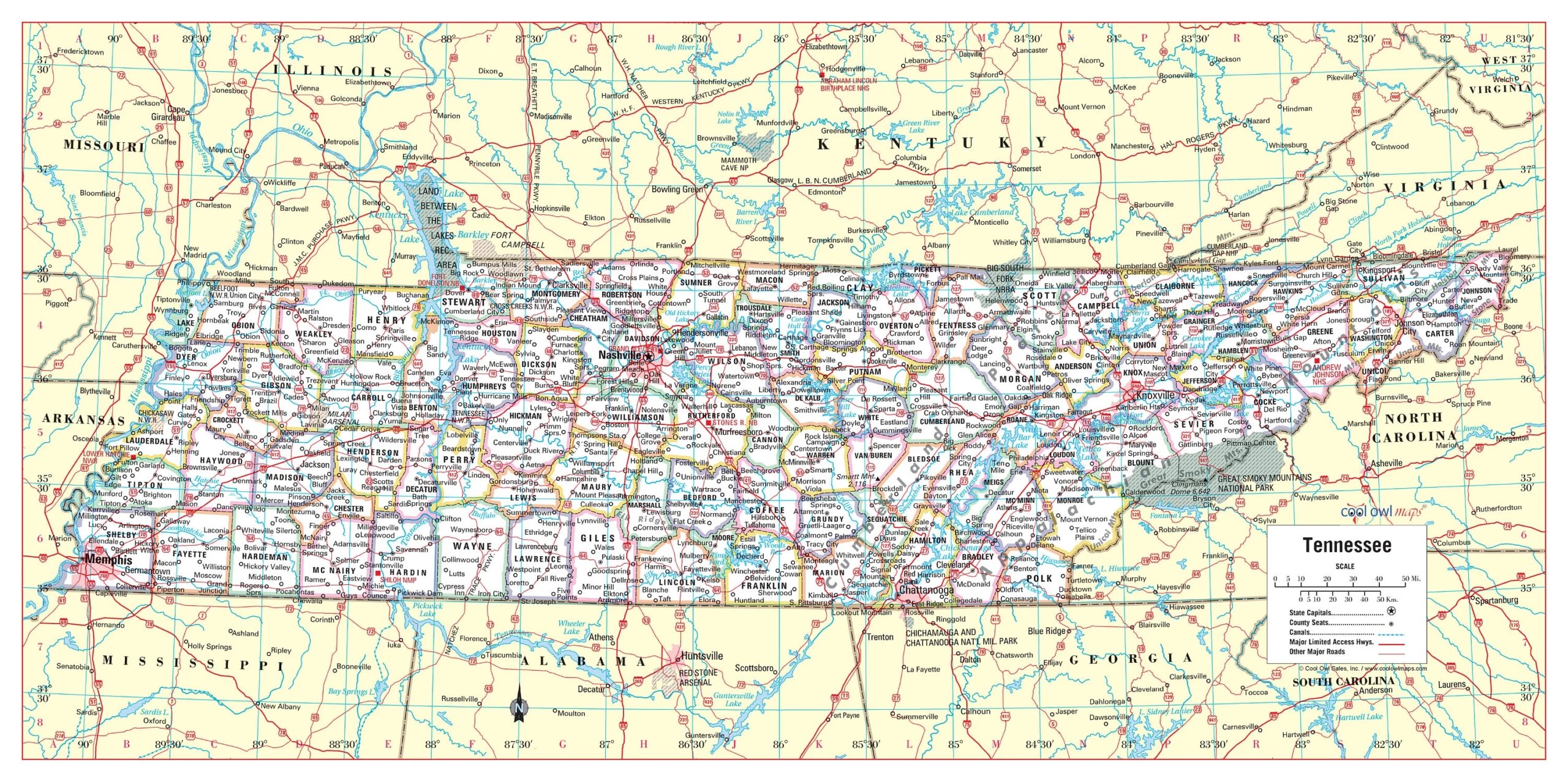 Free Printable Tennessee County Tax Map