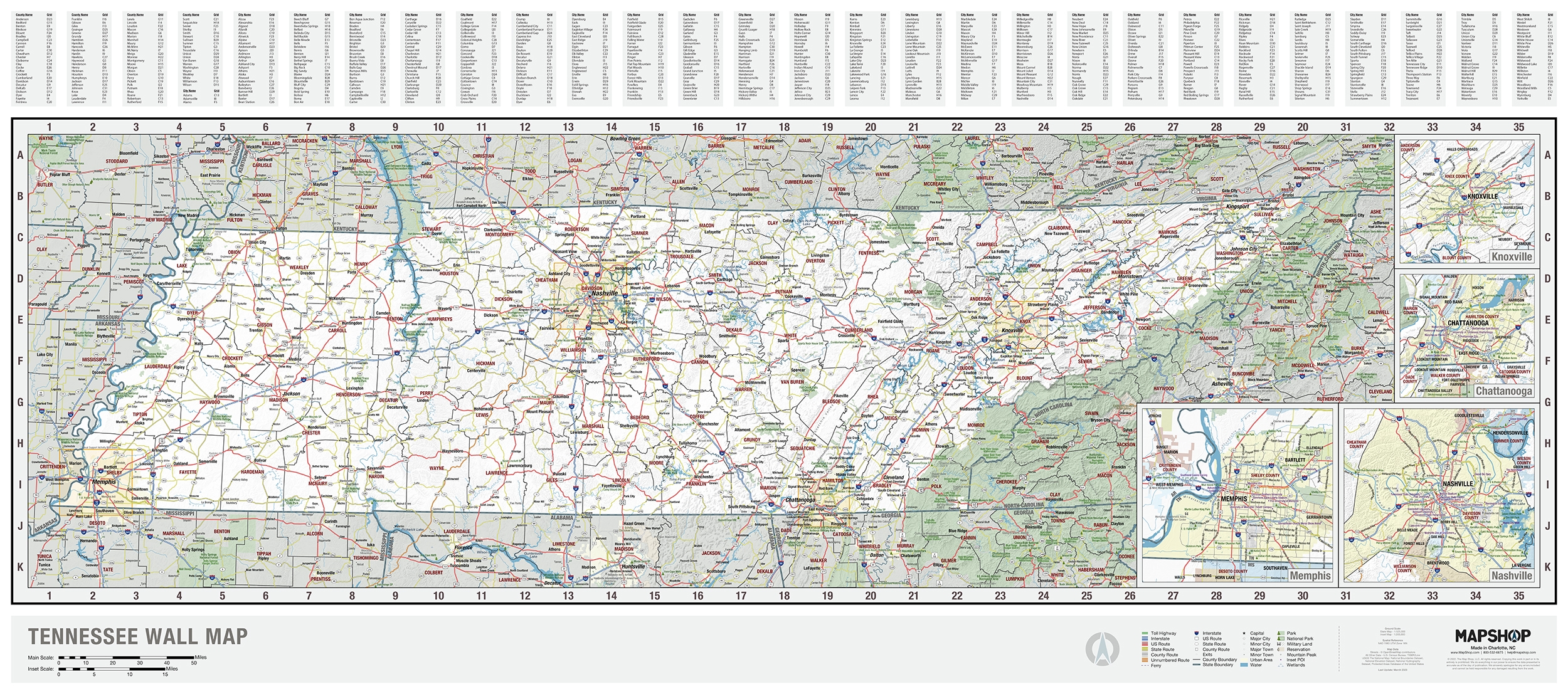 Tennessee State Wall Map By MapShop The Map Shop