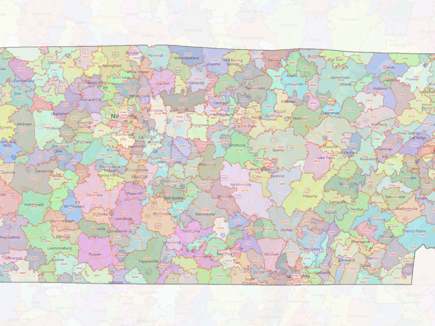 Tennessee ZIP Codes Shown On Google Maps