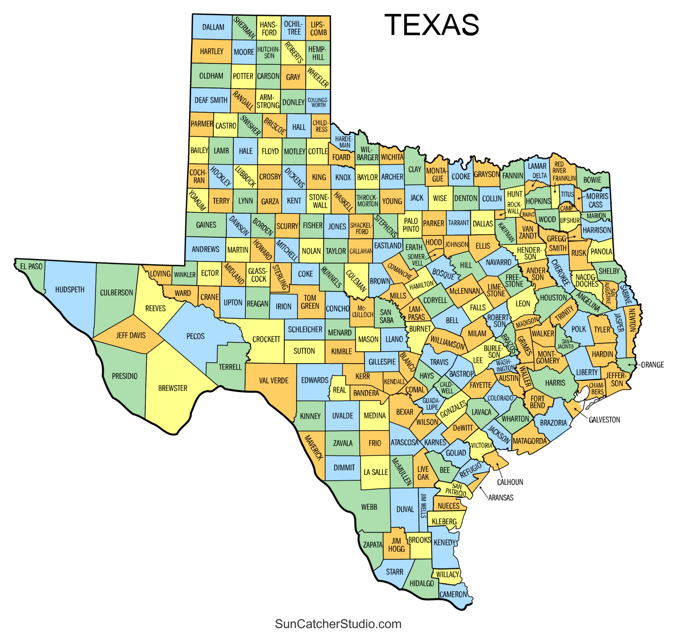 Texas County Map Printable State Map With County Lines Free Printables Monograms Design Tools Patterns DIY Projects
