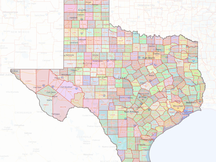 Texas County Map Shown On Google Maps