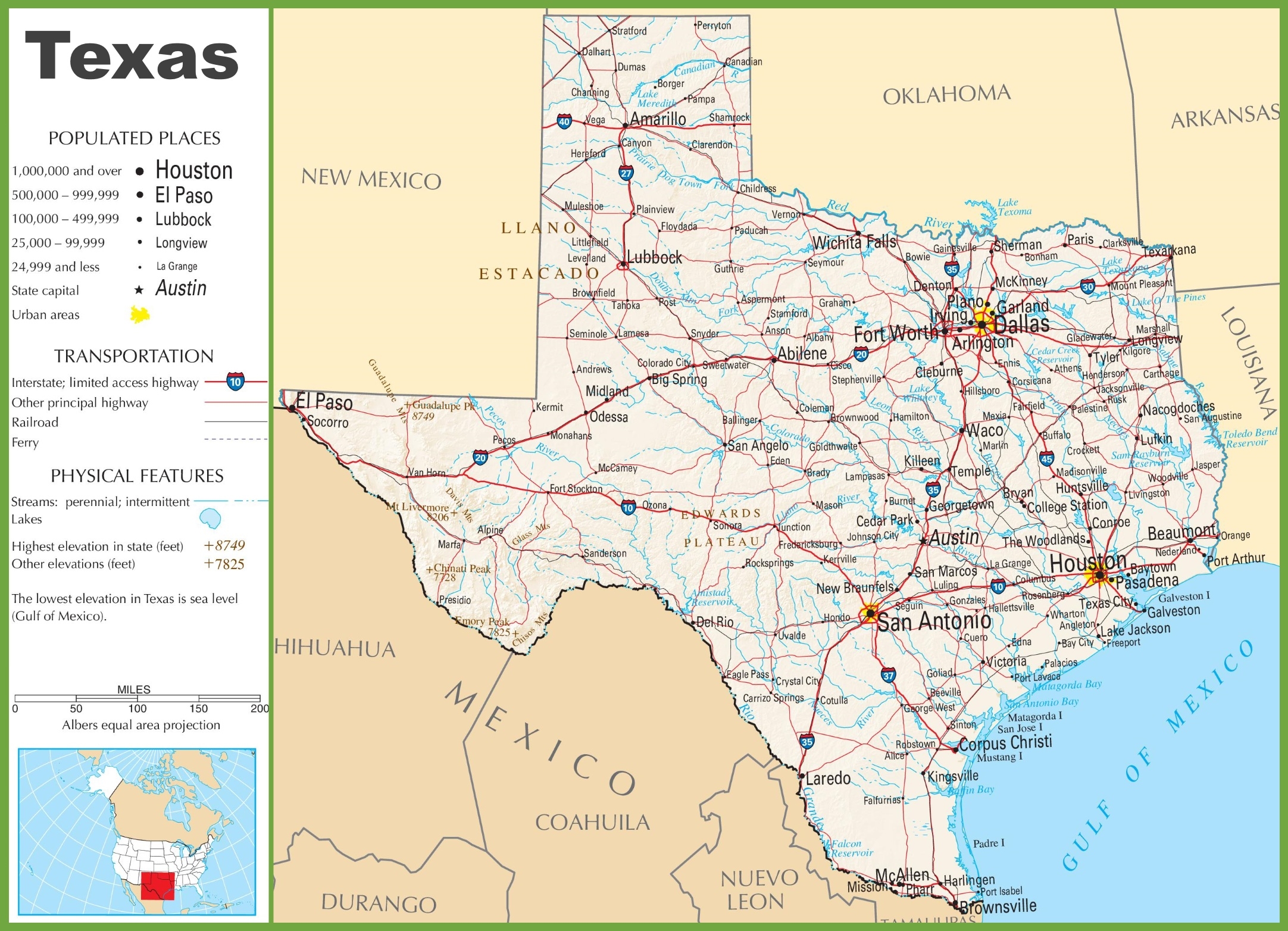 Texas Highway Map Ontheworldmap Texas Highway Map Ontheworldmap