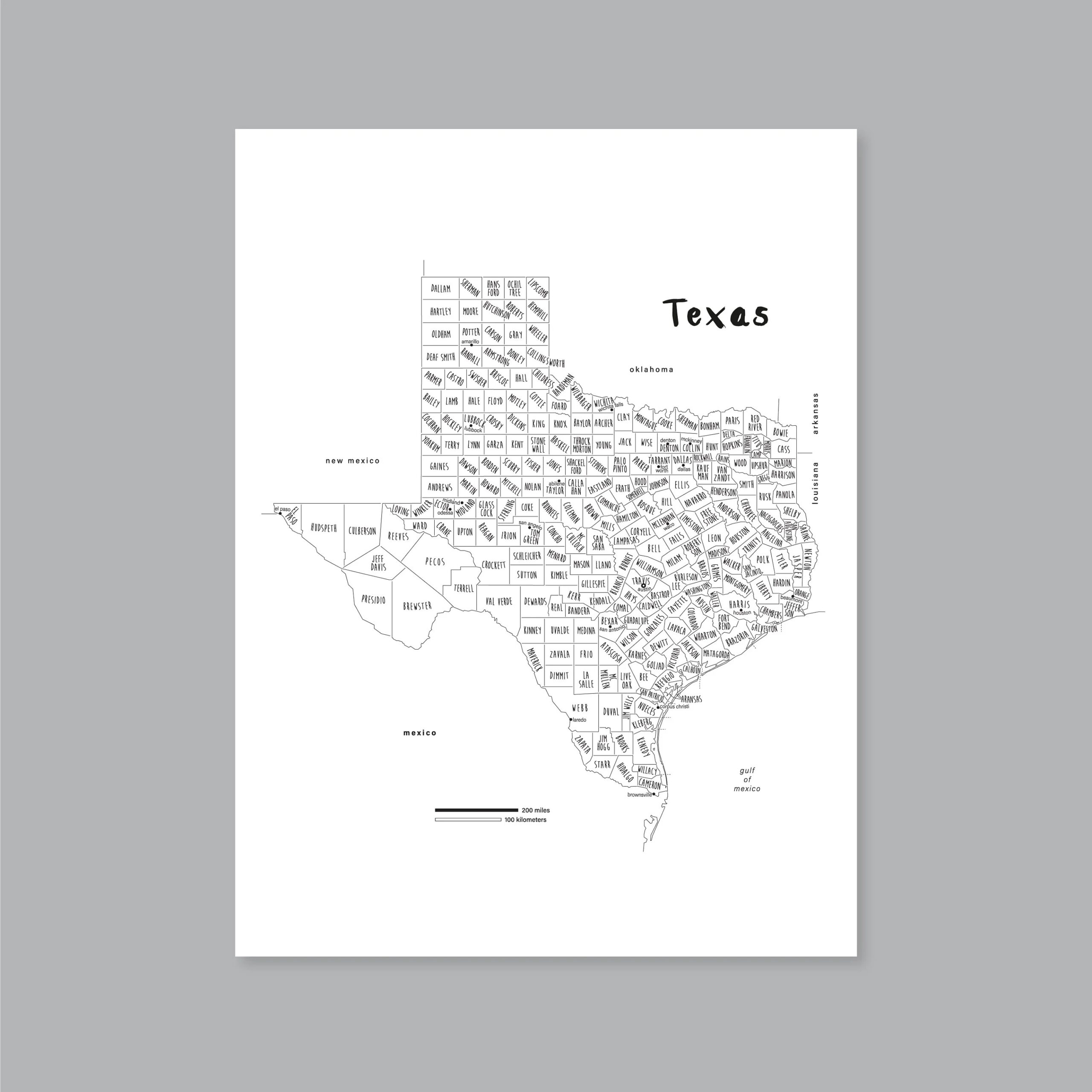 Texas County Map Printable