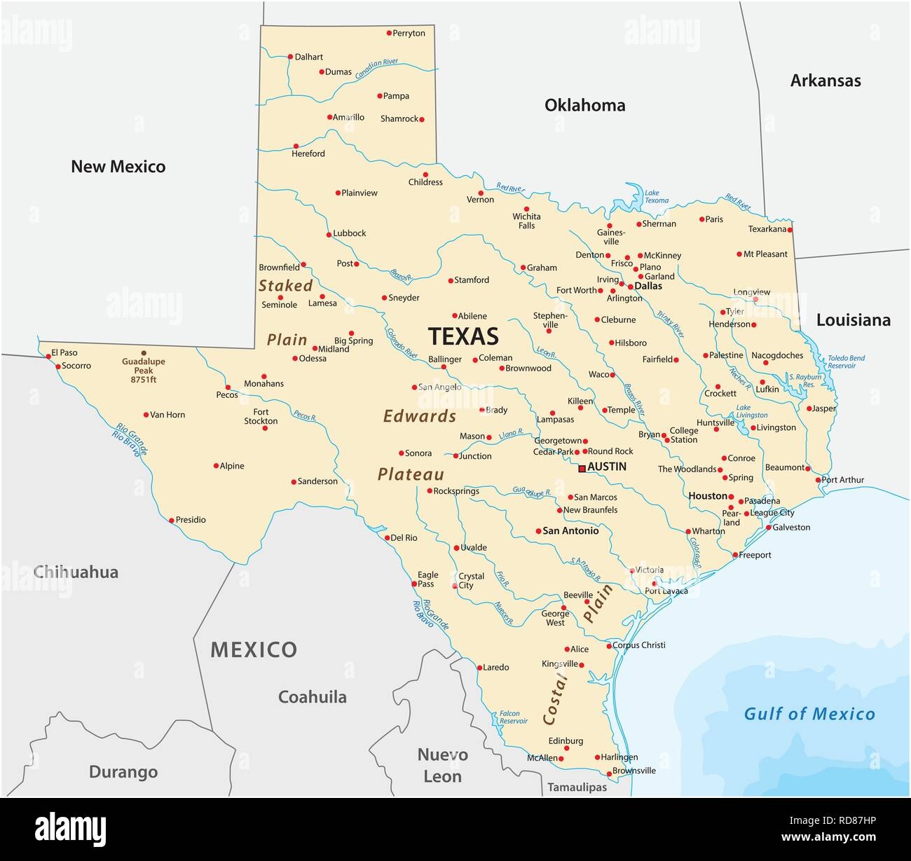 Printable Map Of Texas With Cities