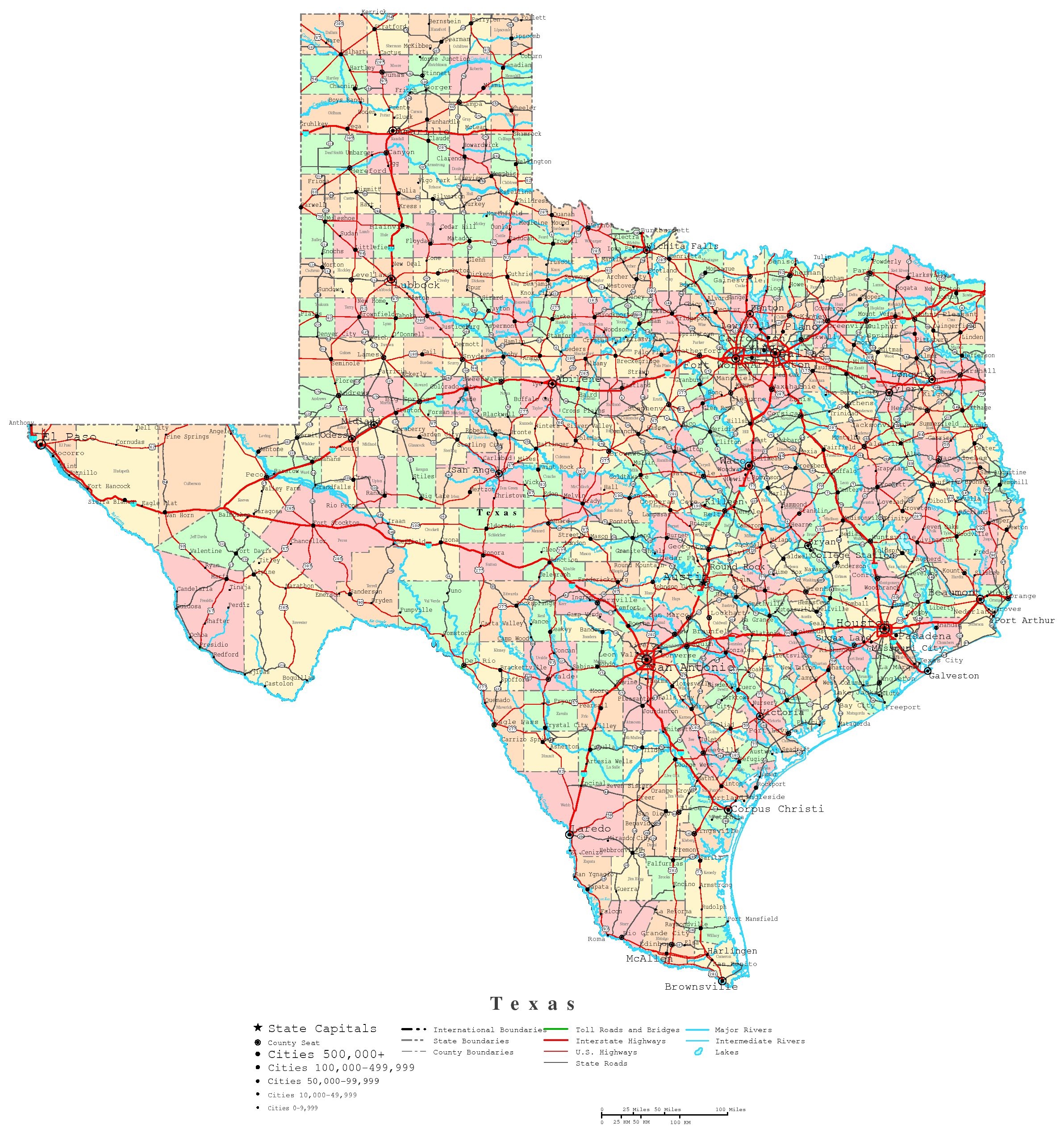 Free Printable Map Of Texas Free Printable Map Of Texas