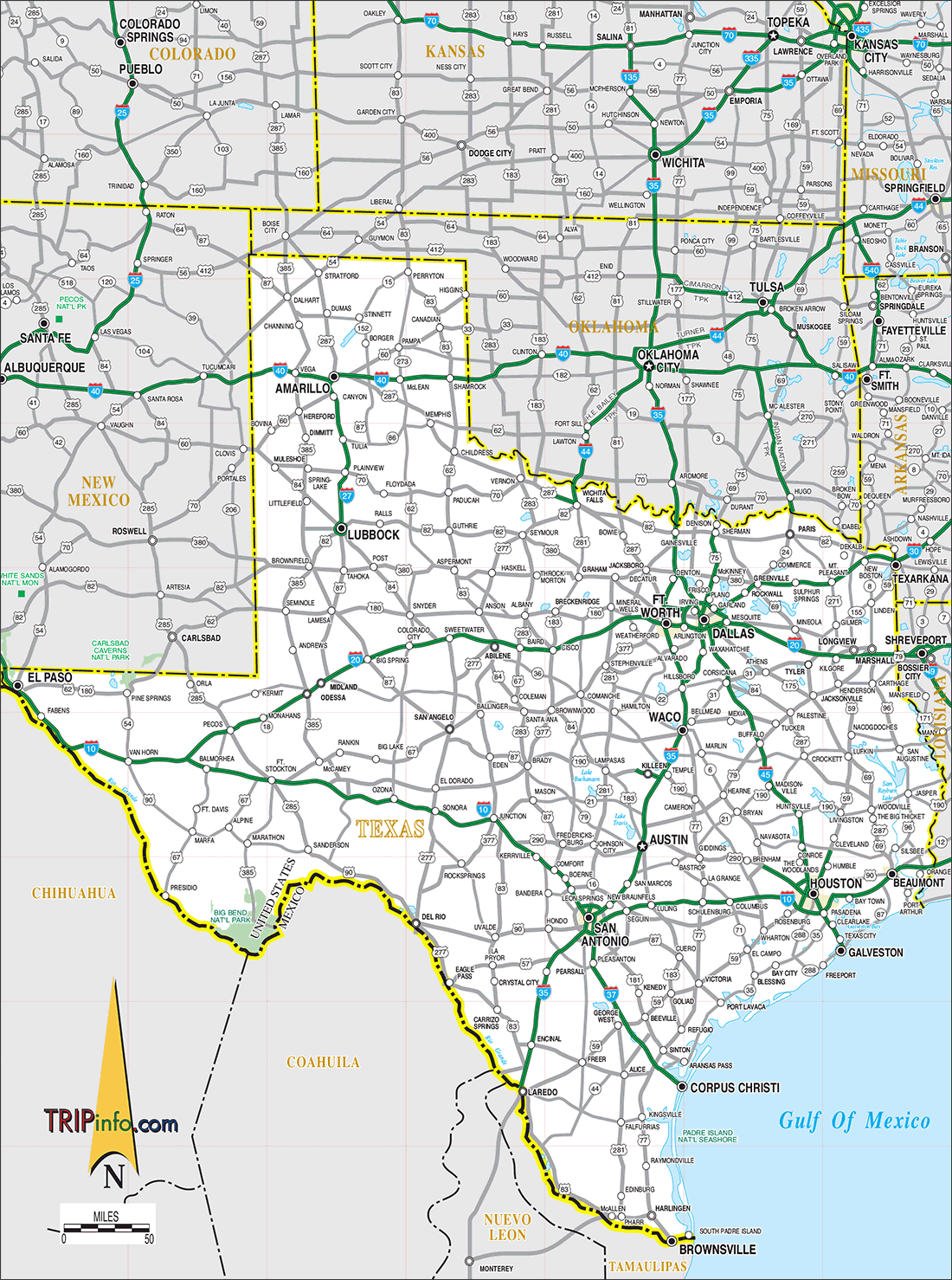 Texas Road Map Texas Road Map