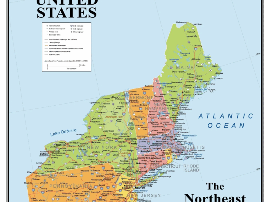 The Northeast US Map By Maps US Region Map WhatsAnswer Worksheets Library