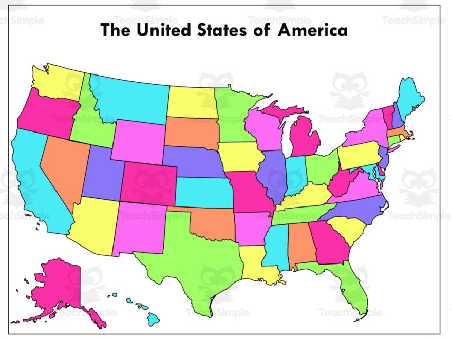 The United States Of America Map By Teach Simple