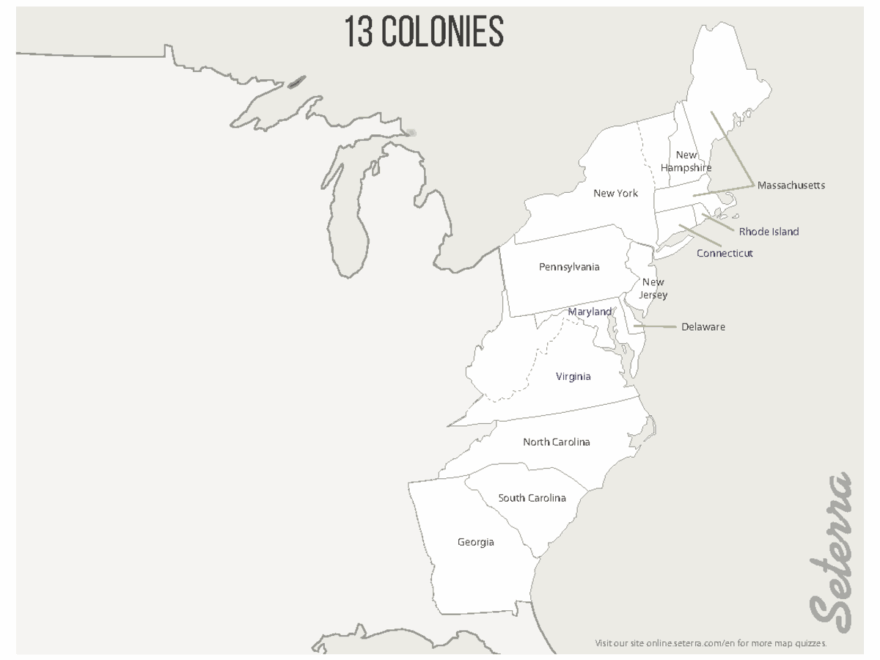 The Us 13 Colonies Labeled Visit Our Site Online seterra en For More Map Quizzes Seterra Georgia Studocu