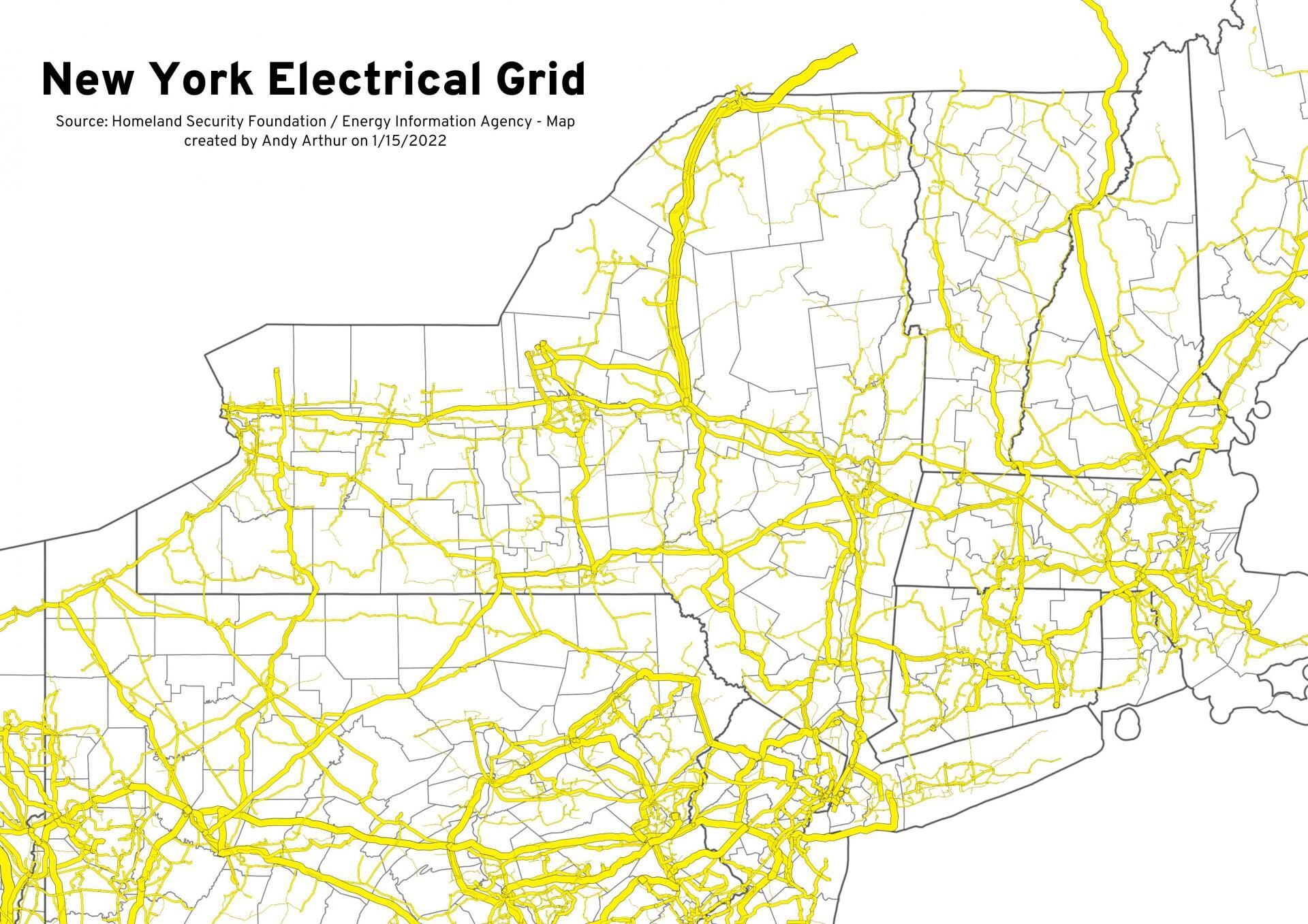 Thematic Map New York Electric Grid Andy Arthur