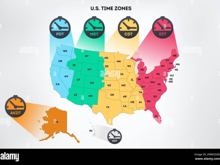 Time Zone Map Usa Hi res Stock Photography And Images Alamy