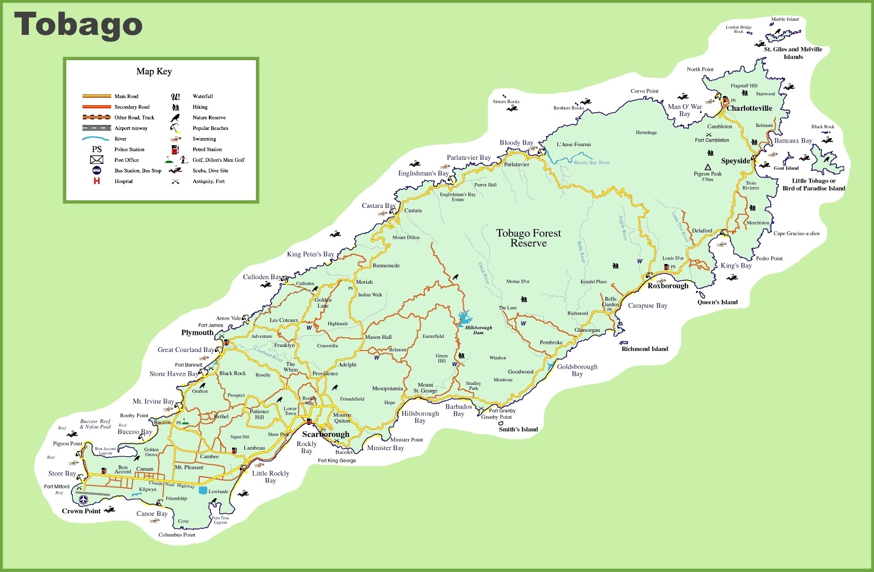 Tobago Tourist Map Ontheworldmap