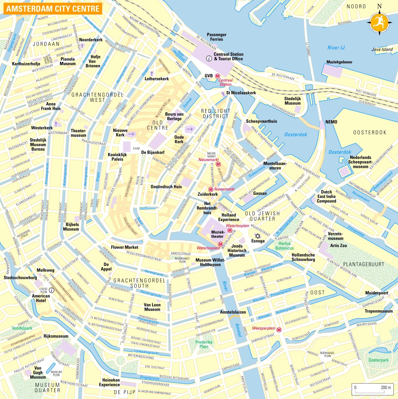 Tourist Map Of Amsterdam City Centre Ontheworldmap Tourist Map Of Amsterdam City Centre Ontheworldmap