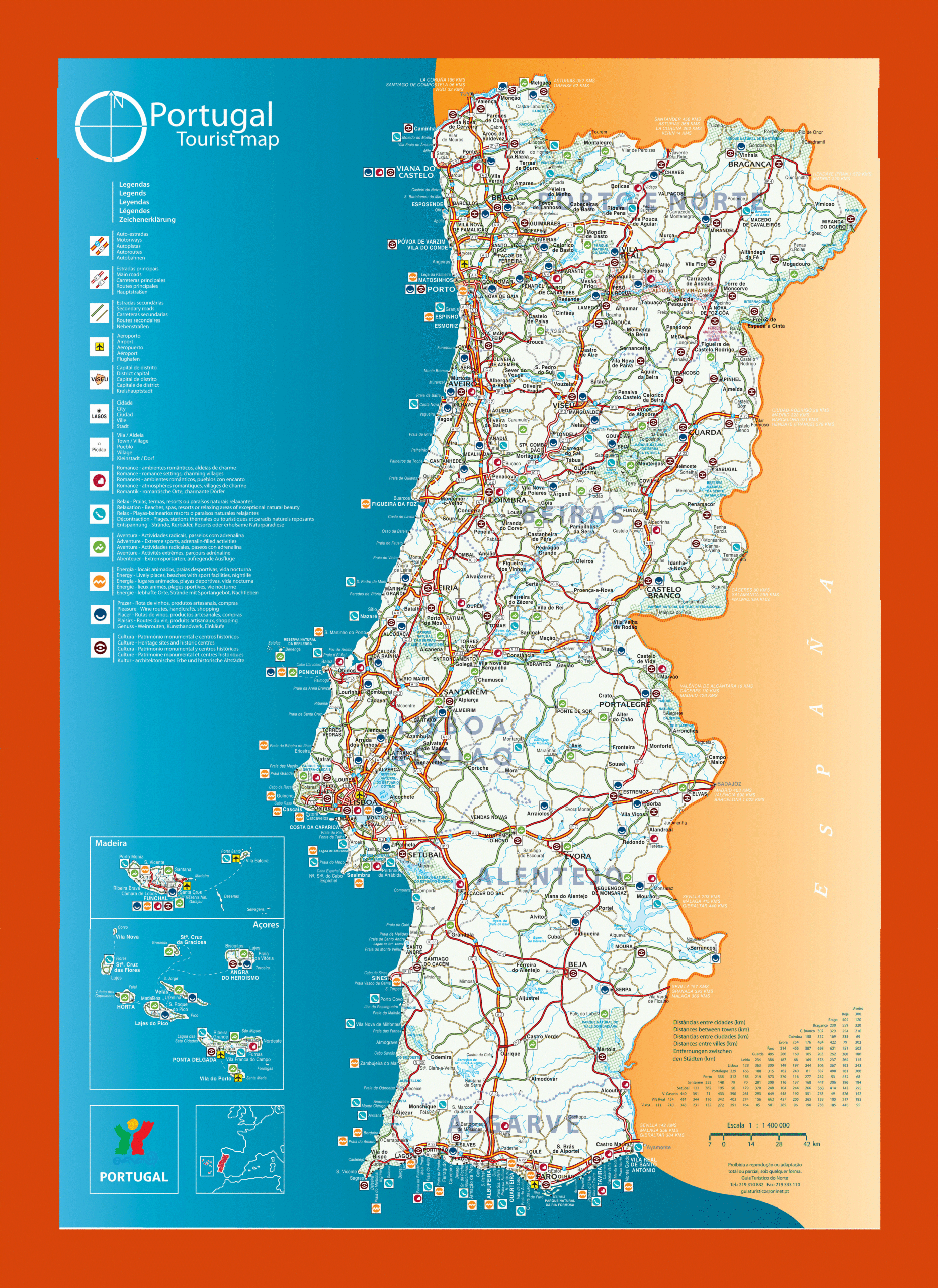 Printable Driving Map Of Portugal Printable Driving Map Of Portugal