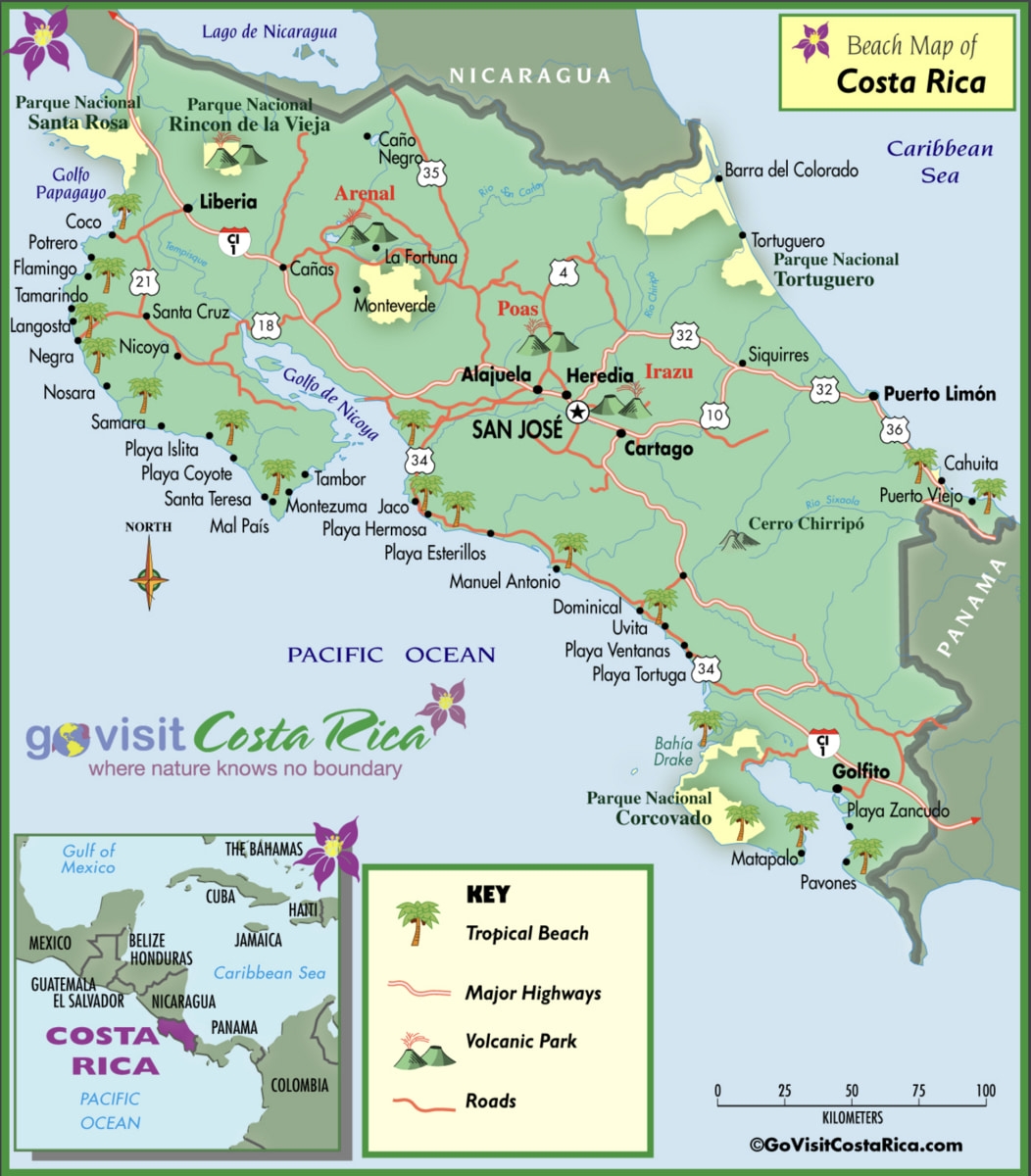 Tourist Maps Of Costa Rica Beaches Cities More
