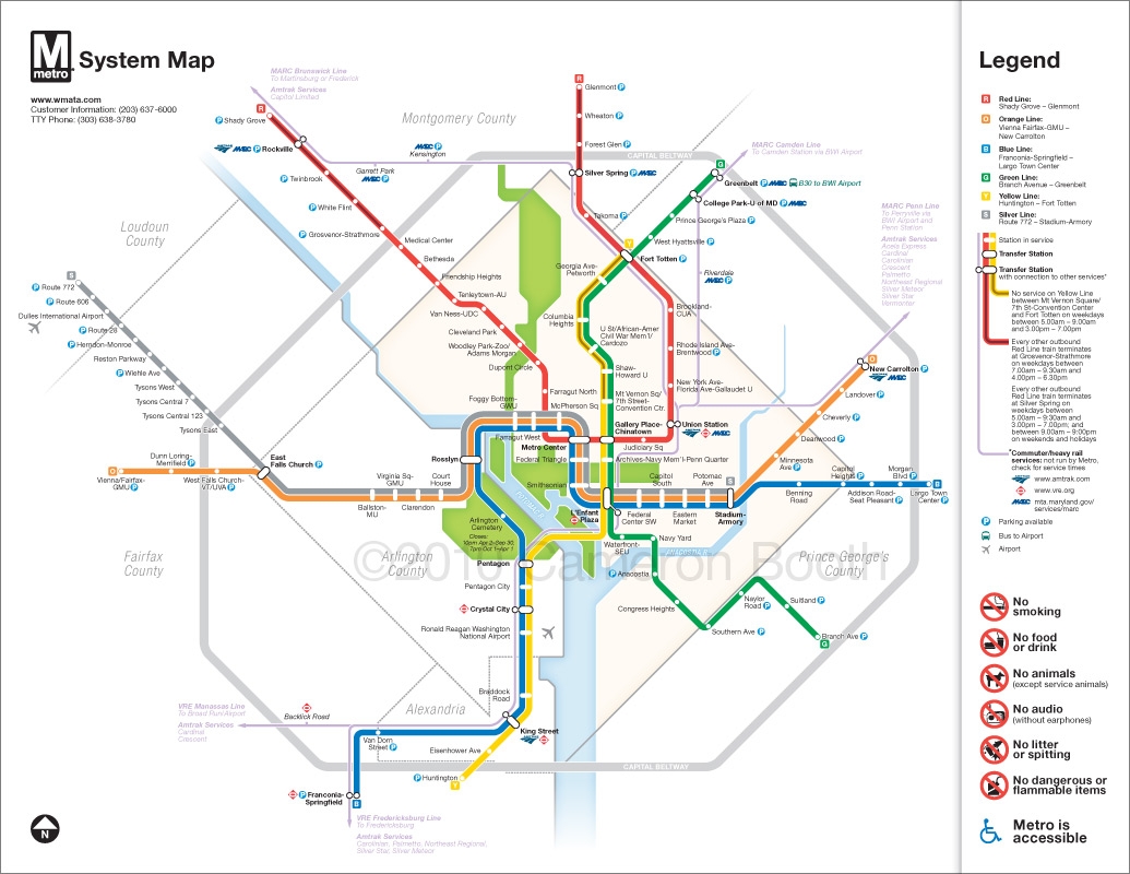 Washington N Dc Printable Metro Map