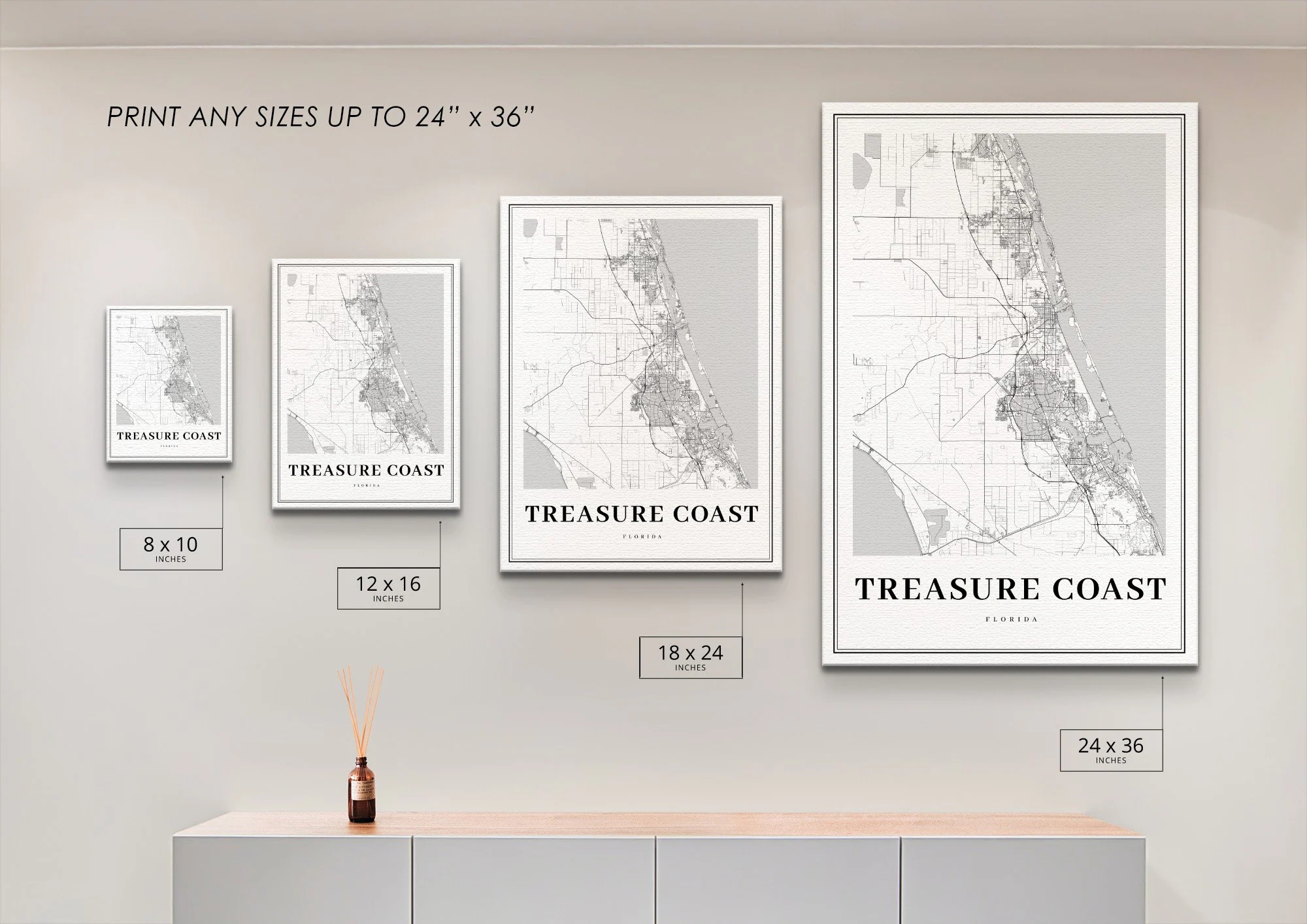 Treasure Coast FL Map Print Florida USA Map Art Poster City Street Road Map Print Nursery Room Office Wall Decor Printable Map Etsy