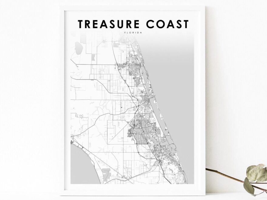 Treasure Coast FL Map Print Florida USA Map Art Poster City Street Road Map Print Nursery Room Office Wall Decor Printable Map Etsy