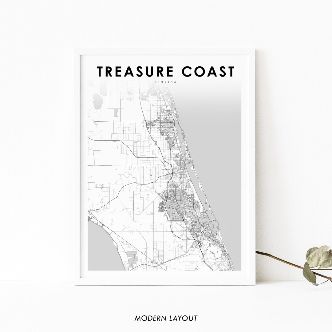 Treasure Coast FL Map Print Florida USA Map Art Poster City Street Road Map Print Nursery Room Office Wall Decor Printable Map Etsy