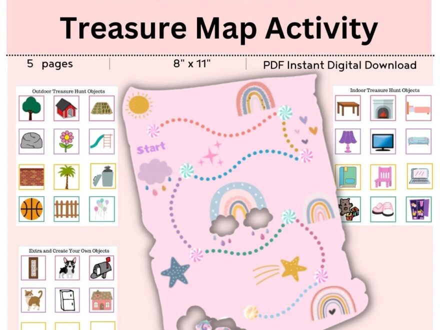 Treasure Map Rainbow Pirate Map DIGITAL DOWNLOAD Printable Acitivity Summer Game For Children Pirates Treasure Map Etsy