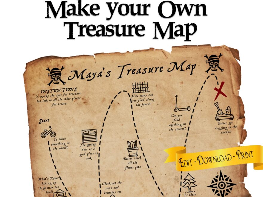Treasure Map You Can Customize And Personalize Pirate Party Favor Game Activity For Kids Etsy Sweden