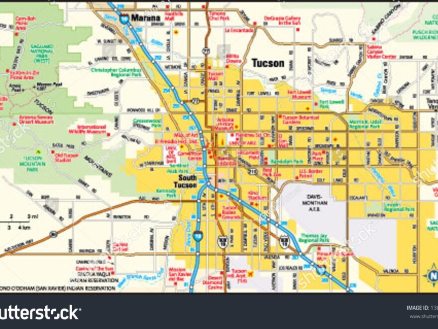 Tucson Arizona Area Map Stock Vector Royalty Free 138845357 Shutterstock