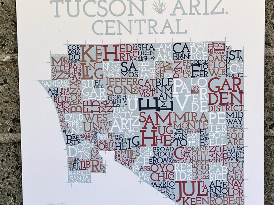 Tucson Arizona Central UA Downtown Neighborhood Map Art Print Etsy