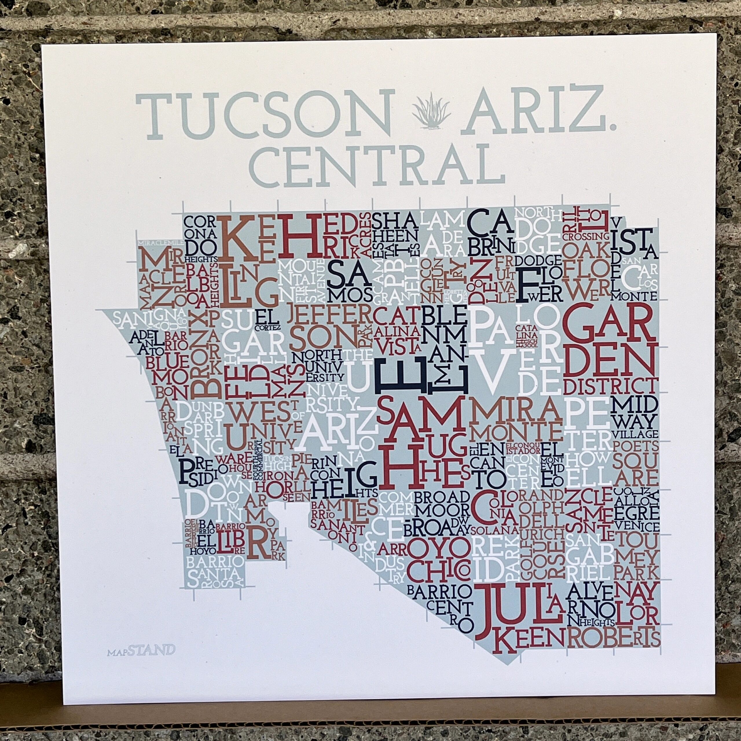 Tucson Arizona Central UA Downtown Neighborhood Map Art Print Etsy
