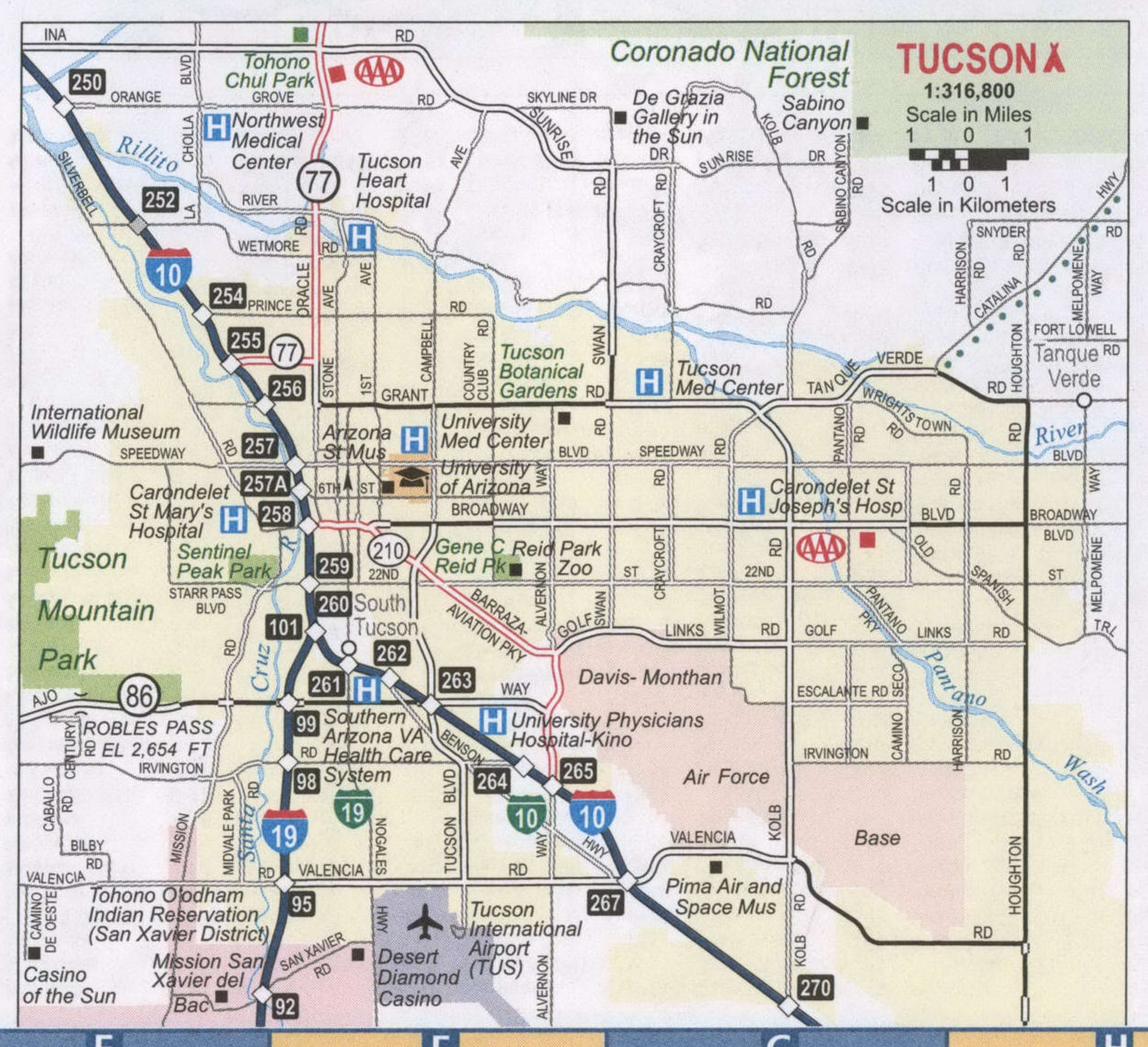 Tucson AZ Road Map Free Map Highway Tucson City Surrounding Area