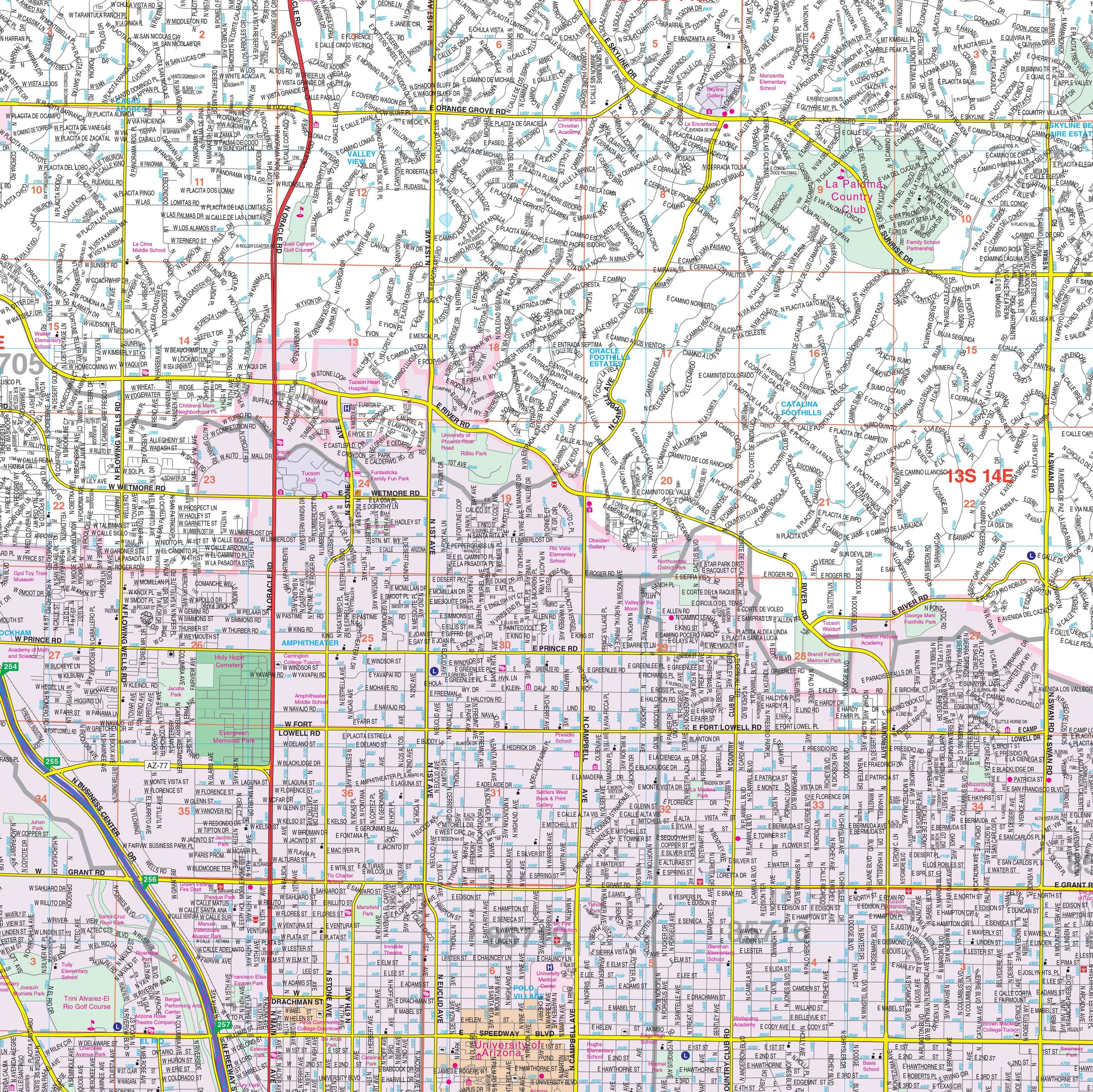 Large Printable Map Of Tucson Az