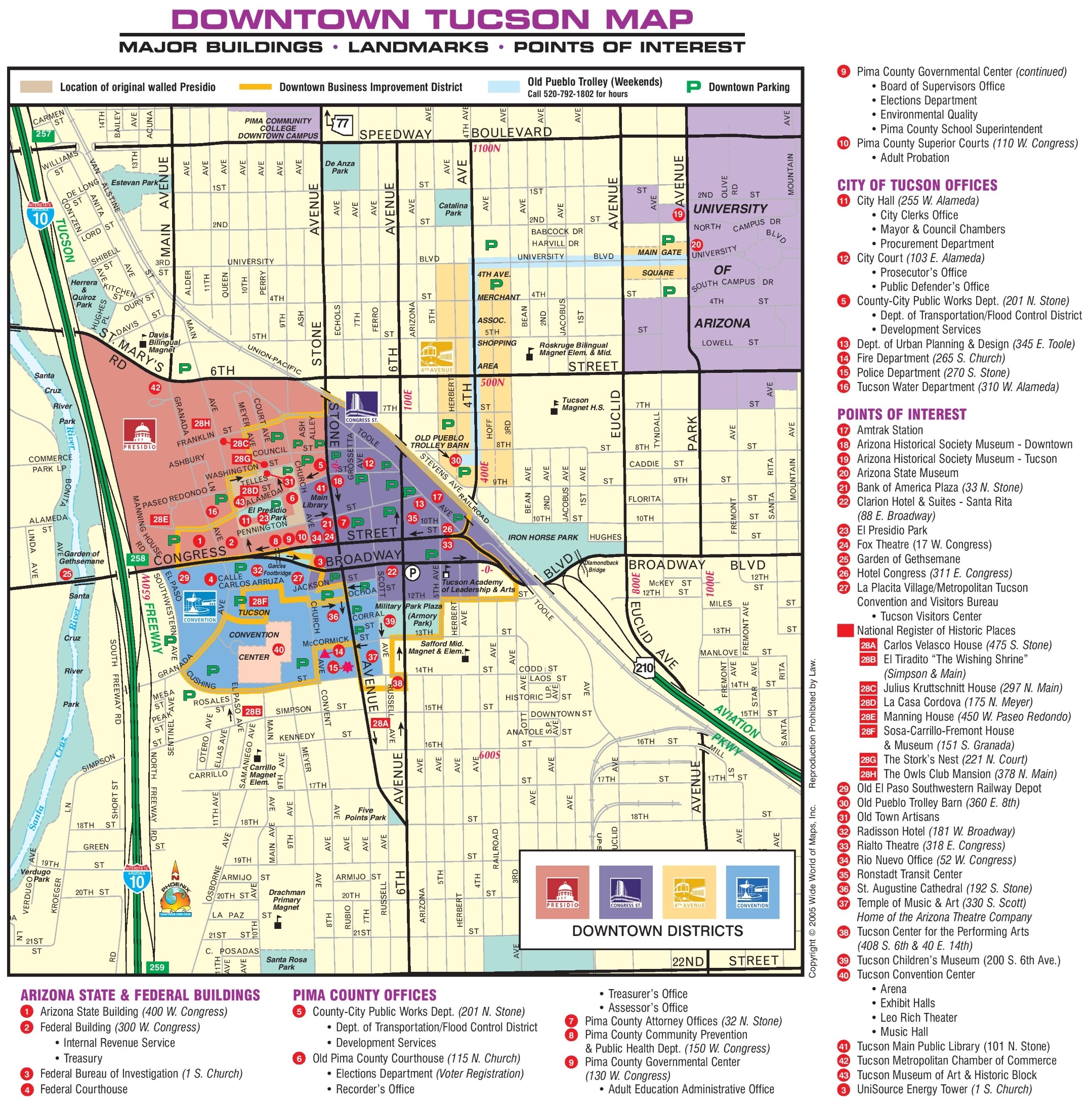 Tucson Downtown Map Ontheworldmap Tucson Downtown Map Ontheworldmap